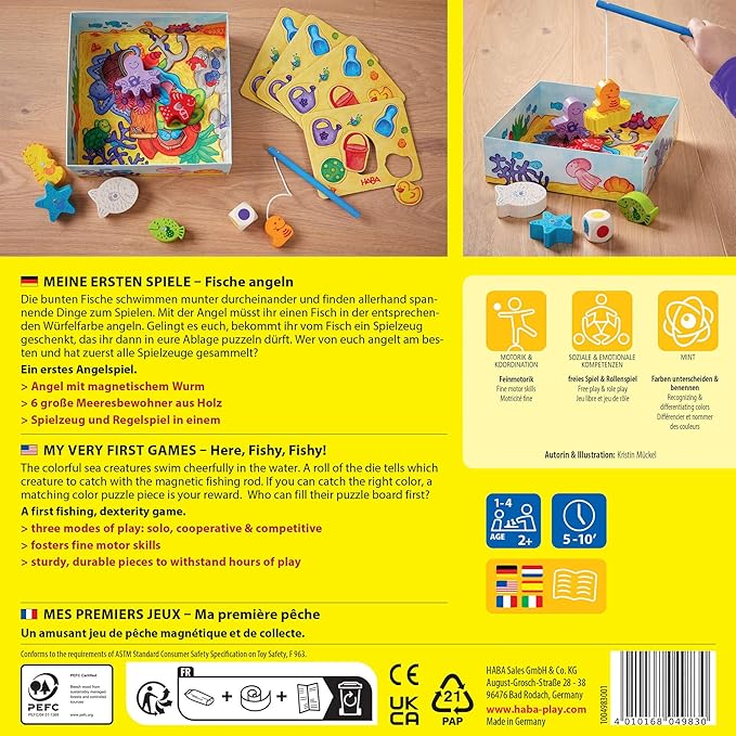 HABA My Very First Games - Here Fishy Fishy! Magnetic Fishing Game Ages 2+ Made in Germany Toddler Games, Learning Toys, Preschool Toys