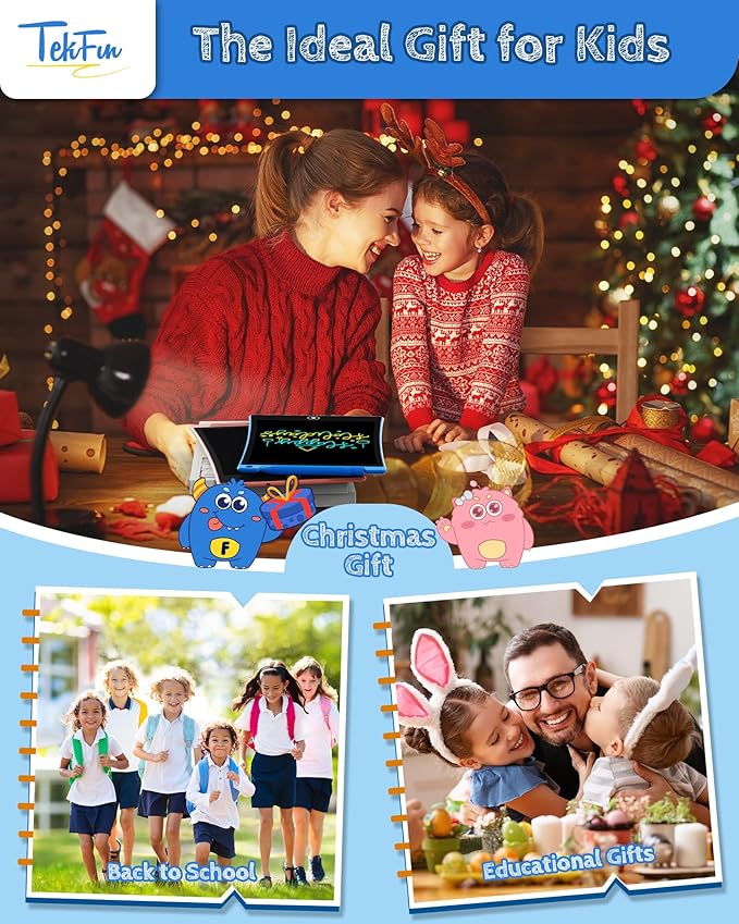 TEKFUN Kids Toys,10in 2 Pack LCD Writing Tablet Coloring Doodle Drawing Board Pad for Kids with Stylus, Car Trip Educational Toys Easter Toys Birthday Gift for Toddlers 3 4 5 6 7 Girls Boys