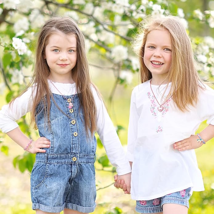 Bonuci 12 Pcs little Girls Jewelry Kids Necklaces and Bracelets Set Kids Jewelry for Girls Christmas Gift Cute Charm Toddler Bracelets for Pretend Play Dress Up Party Favors