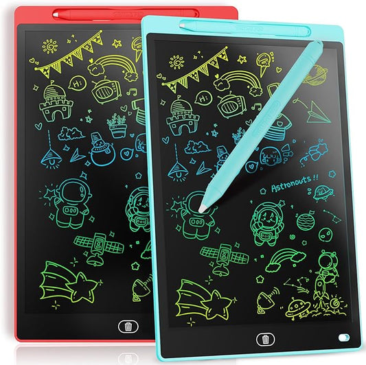 [2 Pack] Genialba LCD Writing Tablet 8.5-Inch Colorful Doodle Board, Toddler Learning Educational Toys Gifts for 3-8 Years Old Girls and Boys, Electronic Drawing Pad for Kids (Blue&Red)
