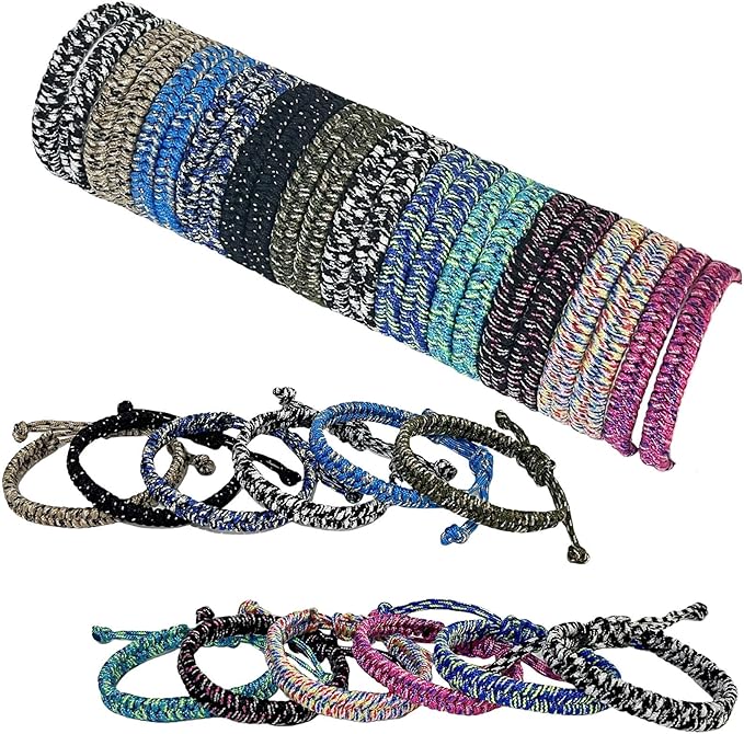 24 pcs Braided Friendship Bracelets for Teen Girls Boys Woven Paracord Bracelets Set Valentines Exchange Gifts Easter Basket Fillers for Teens Teenager Birthday Christmas Party Favors