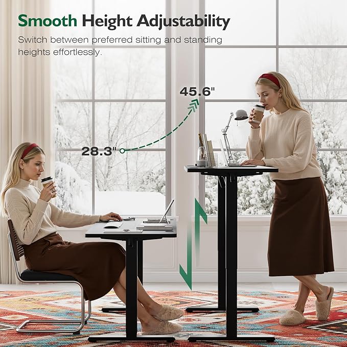 Monomi 59 inch Electric Standing Desk with Memory Preset, Adjustable Height Standing Desk for Home Office & Gaming, Large Computer Desk with Anti-Collision, Black