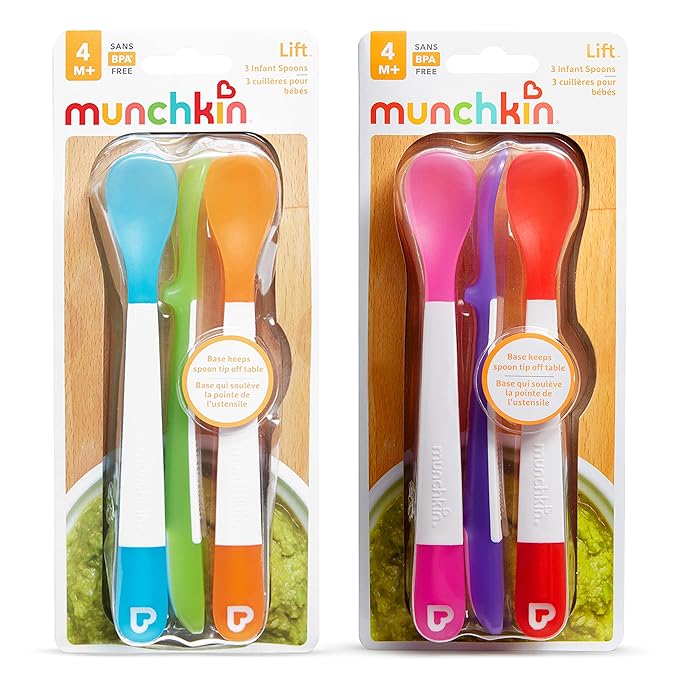 Munchkin® Lift Baby and Toddler Spoons, Rest Keeps Tip Off Table, Multicolored, 6 Count