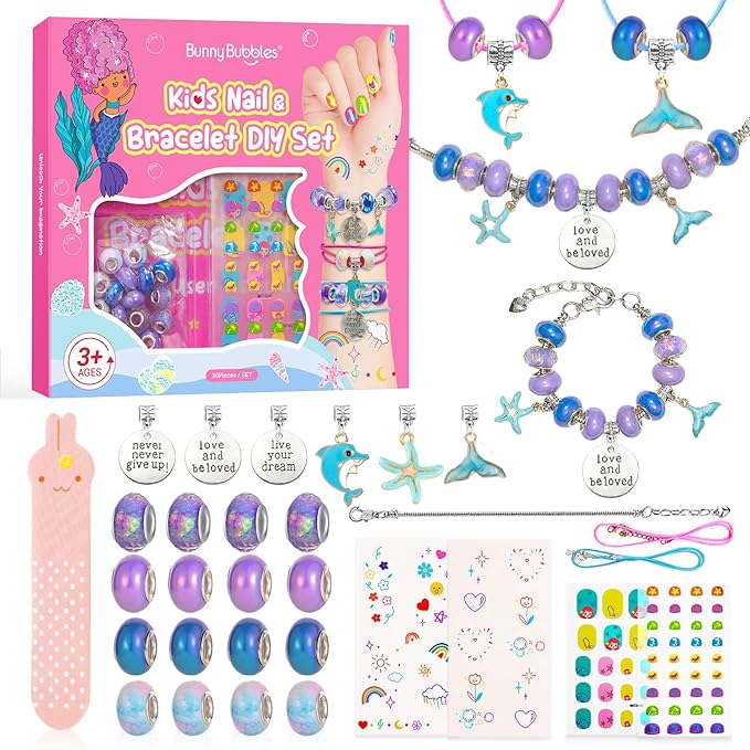 Kids Toys Bracelet Making Kit, Kid Make Up Kits for Kid Age 4-12 Jewelry Beads Toy Set, Preschool Toddler Girls Makeup Charms Set, Arts and Crafts for 4 5 6 7 8 9 10 11 12 Years Old Girl Birthday Gift