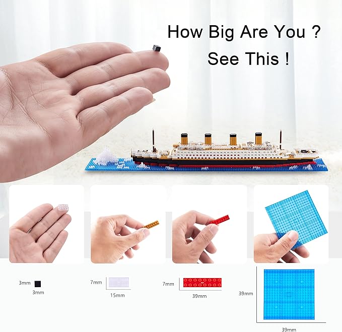 Titanic Ship Model Building Block Set for Adults Cruise Ship MIicro Blocks DIY Educational Toys for Kids Ages of 14+ 1872 Pieces