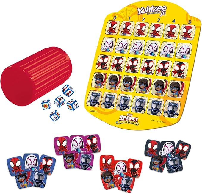 Hasbro Gaming Yahtzee Jr. Marvel Spidey and His Amazing Friends Edition Board Game | Preschool Games for Kids | 2-4 Players | Easter Gifts Boys & Girls | Ages 4+ (Amazon Exclusive)