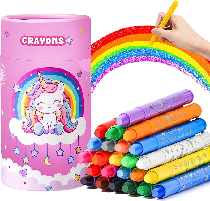 DreamCandy Twist Crayons for Toddlers,24 Colors Non Toxic Washable Crayons for Kids,Art Supplies Drawing Coloring Crayon Set,Gift for Boys and Girls,Back to School,Stocking Stuffers