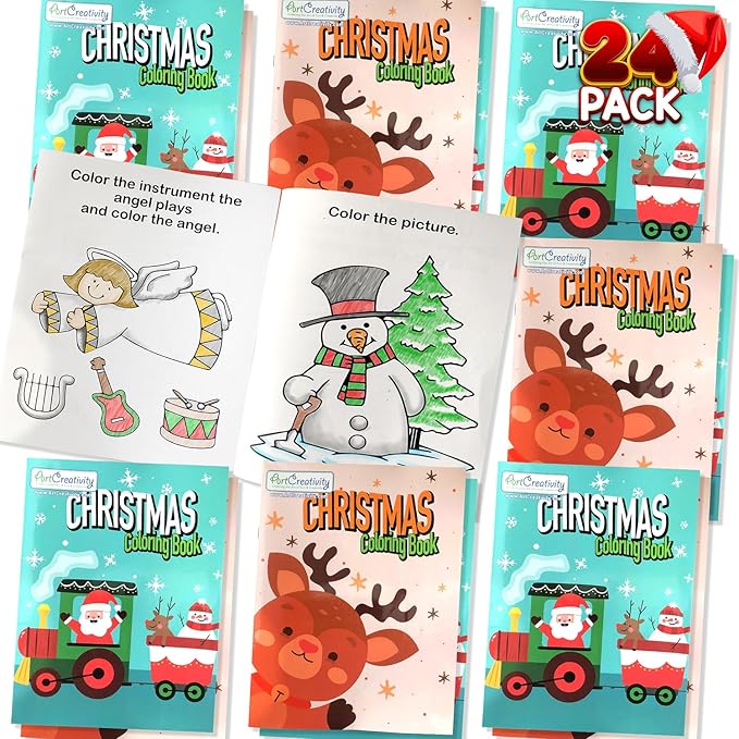 ArtCreativity Christmas Coloring Books for Kids Bulk, Pack of 24, 8.5" X 11" Large Booklets, Fun Christmas Treats Prizes, Favor Bag Fillers