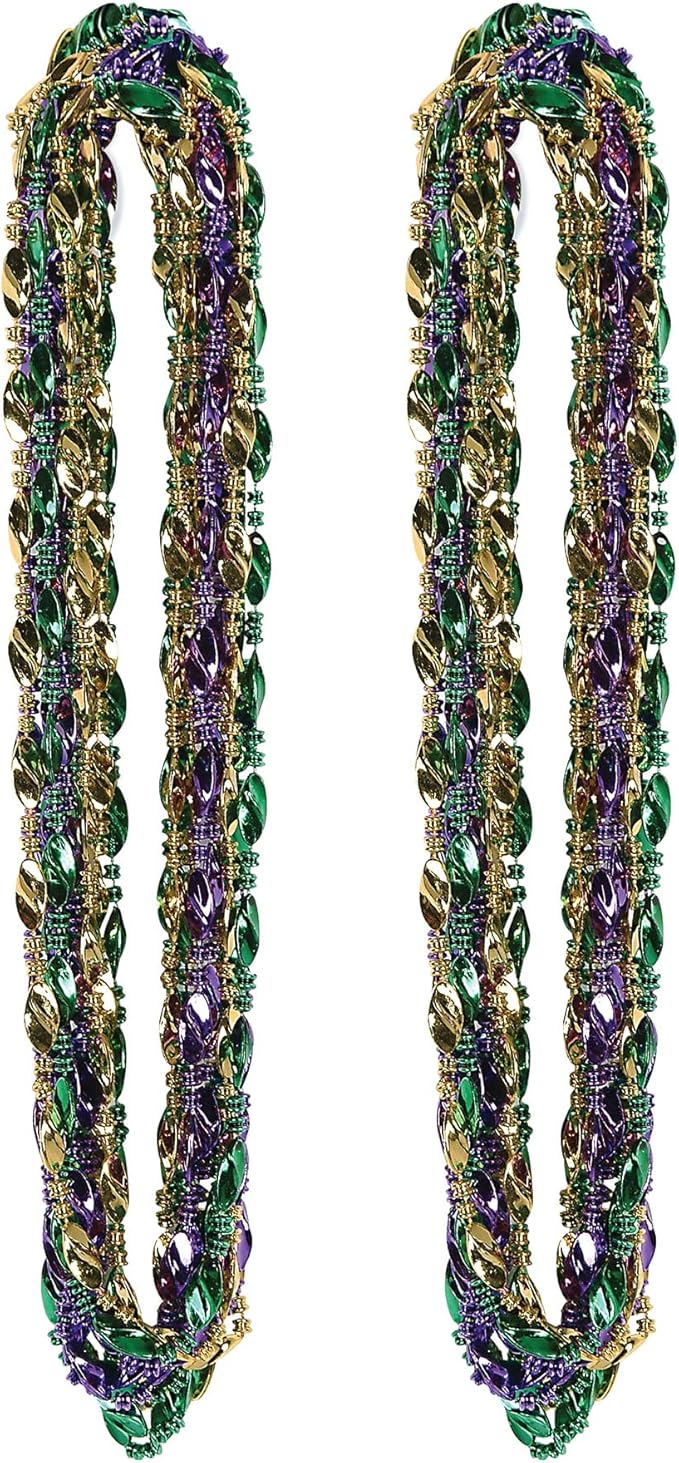 Beistle 24 Piece Swirl Mardi Gras Beads Party Favors Necklaces for New Orleans Parade