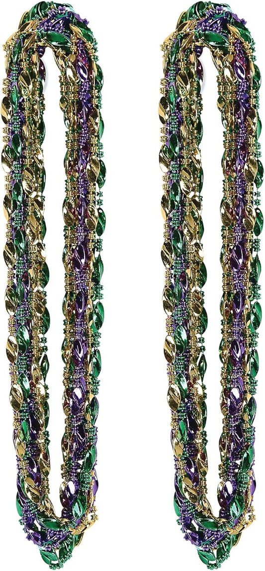 Beistle 24 Piece Swirl Mardi Gras Beads Party Favors Necklaces for New Orleans Parade