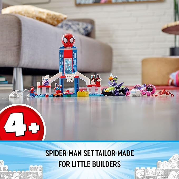LEGO Marvel Spider-Man Webquarters Hangout 10784 Building Set - Spidey and His Amazing Friends Series, Spider-Man, Miles Morales, and Green Goblin Minifigures, Toys for Boys and Girls Ages 4+