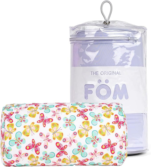 Brookstone Squishy FOM Cushion Pillow - The Original Stretchy, Comfy, Colorful Pillow for Neck, Lumbar Support, and Bed - for Sleeping, Car, Travel, Small, Butterflies, 12 x 7 Inches