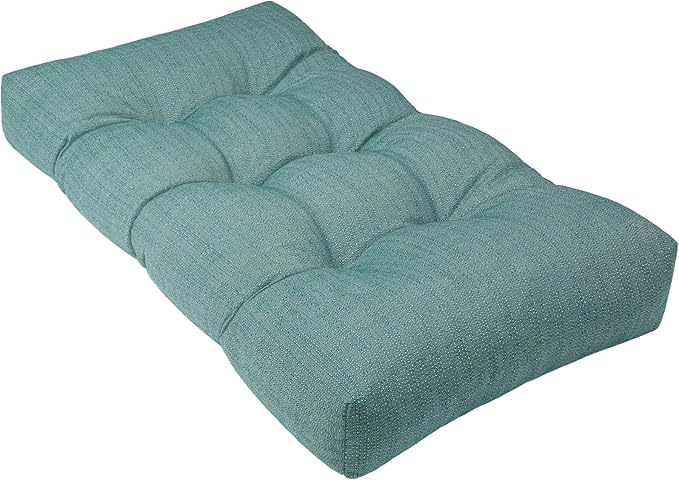 Waterproof Bench Cushion 36 Inch - Oliven Fabric, High-Density Foam, Non-Slip Bottom, Soft Durable Outdoor Tufted Long Seat Cushion for Window Garden Furniture (Water Blue, 36x14x4 Inch)