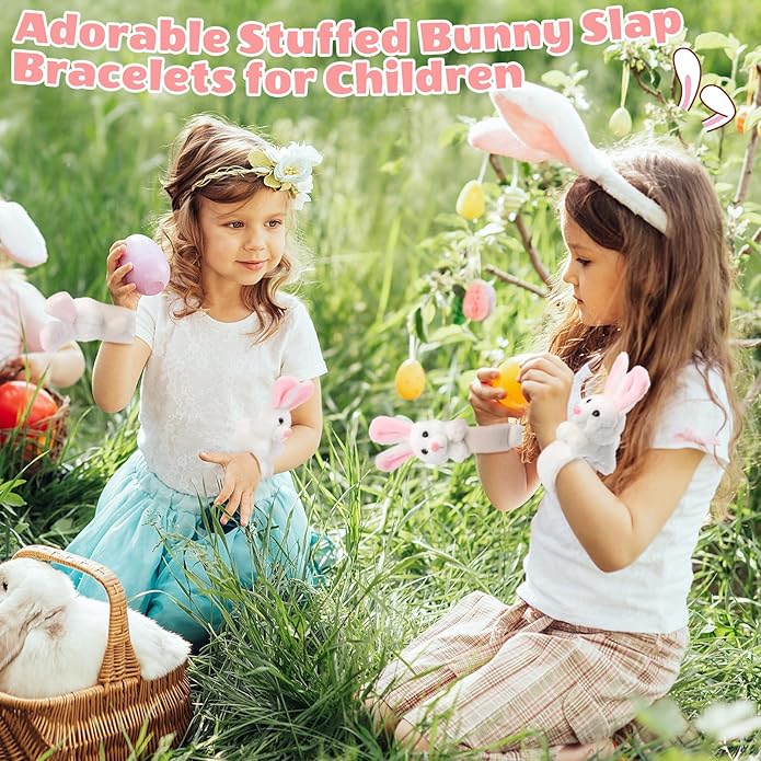 Lenwen 8 Pcs Stuffed Animal Slap Bracelets for Kids Plush Animals Slap Bracelets Bulk Cute Tiger Giraffe Turtle Koala Bracelets Wrist Animals for Girls Boys Valentine's Day Party