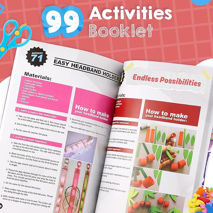 3000+ Pcs Arts and Crafts Supplies & Materials for Kids - Ultimate Bulk Craft Kit for Boys & Girls with 99 Activities Book for Ages 3-5, 4-6, 6-8, 8-12