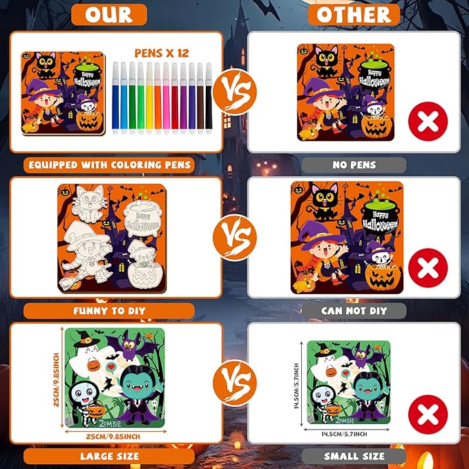 Halloween Wooden Puzzles for Toddlers Halloween Puzzles Coloring Craft Kits for Kids Boys Girls Montessori Toys Halloween Party Favors Treat Bag Gifts Educational Learning Jigsaw Puzzle, 3 Pack