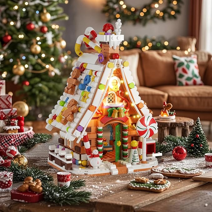 Christmas Gingerbread House Lighting Building Set, Fairy Christmas Village House Collection Lighted Building Toys, Ideal Gifts for Xmas, Home Decor Adult Kids 6+