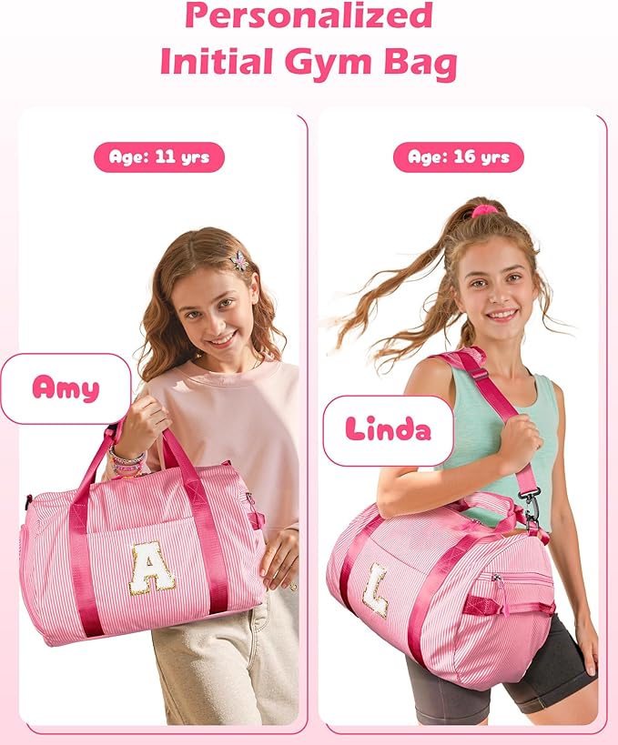 5 Year Old Girl Birthday Gifts, Girls Travel Duffle Bag, Kids Initial Overnight Bags with Shoe Compartment, Personalized Weekend Bag with Makeup Pouch, Holiday Gift Ideas (Letter O)