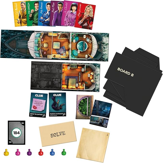 Clue Board Game Sabotage on The High Seas, Escape Room Game, Murder Mystery Games, Cooperative Family Board Game, 1-6 Players, 10+