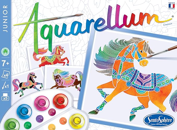 AQUARELLUM JUNIOR - HORSES - Painting kit - Magic watercolour paint - From 7 years old - made in France
