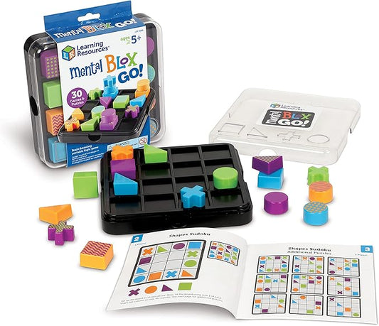 Learning Resources Mental Blox Go! 30 Games and Puzzles, Ages 5+ Educational Travel Games for Kids, Brain Teaser Games and Puzzles, STEM Games, 3-D Puzzles, Critical Thinking for Kids