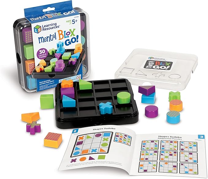 Learning Resources Mental Blox Go! 30 Games and Puzzles, Ages 5+ Educational Travel Games for Kids, Brain Teaser Games and Puzzles, STEM Games, 3-D Puzzles, Critical Thinking for Kids