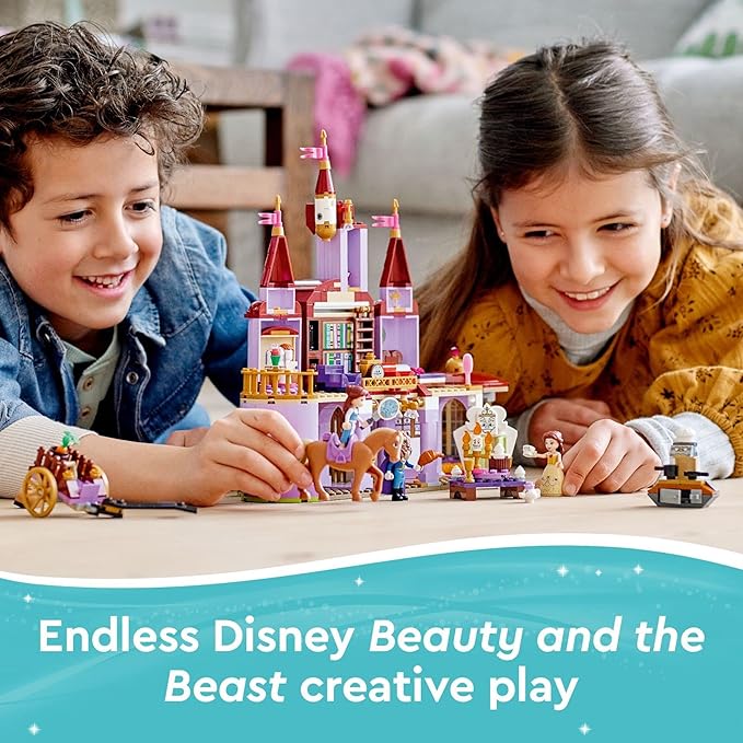 LEGO Disney Belle and The Beast’s Castle Building Toy 43196 Pretend Play Building Kit from The Beauty and The Beast Movie with Horse Toy, Disney Princess & Prince Mini-Doll Figures, Plus Accessories