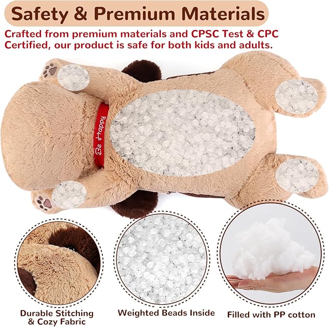 meowtastic Brown Dog Weighted Stuffed Animals - 22 Inch 4.5 Pounds Weighted Plush Dog Stuffed Animals - Big Stuffed Dog Weighted Plush Pillow - Cute Plush Toys Gifts for Kids & Adults (22" 4.5 lbs)