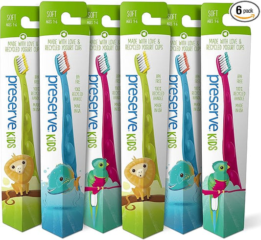 Preserve Kids Toothbrush, Soft Bristles, (Pack of 6)