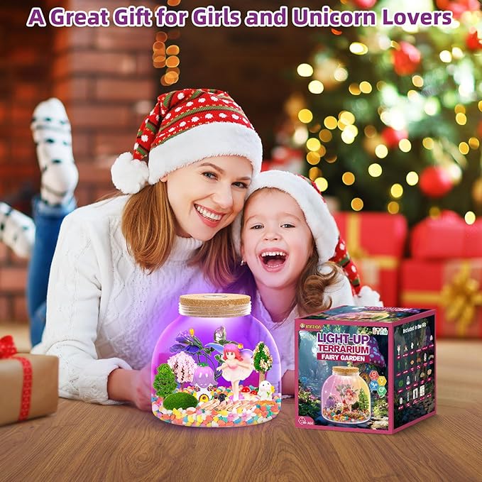 Fairy Light Up Terrarium Kit for Kids - Create a Whimsical Fairy Garden | Fairy Toys for Girls, Science Kits, Arts and Crafts for Kids, Girls Toys Ages 4+, Kids Gifts