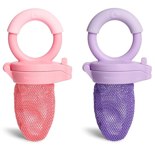 Munchkin Baby Feeder for Fresh Food and Fruit, 2 Pack, Coral/Purple