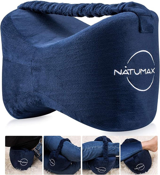 Knee Pillow for Side Sleepers - Relief from Sciatica Pain, Back/Leg Pain, Pregnancy, Hip and Joint Pain Memory Foam Leg Pillow + Free Sleep Mask and Ear Plugs