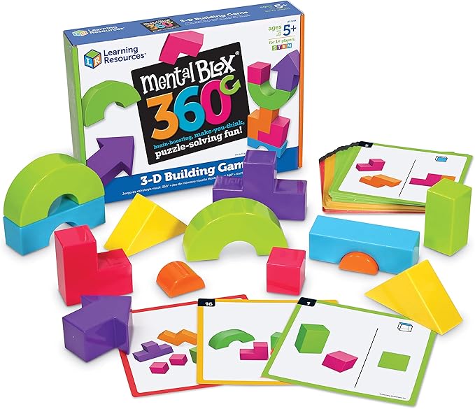 Learning Resources Mental Blox 360 Degree 3-D Building Game - 55 Pieces, Ages 5+ Educational Board Games, Mental Puzzles for Kids, Brain Teaser Games