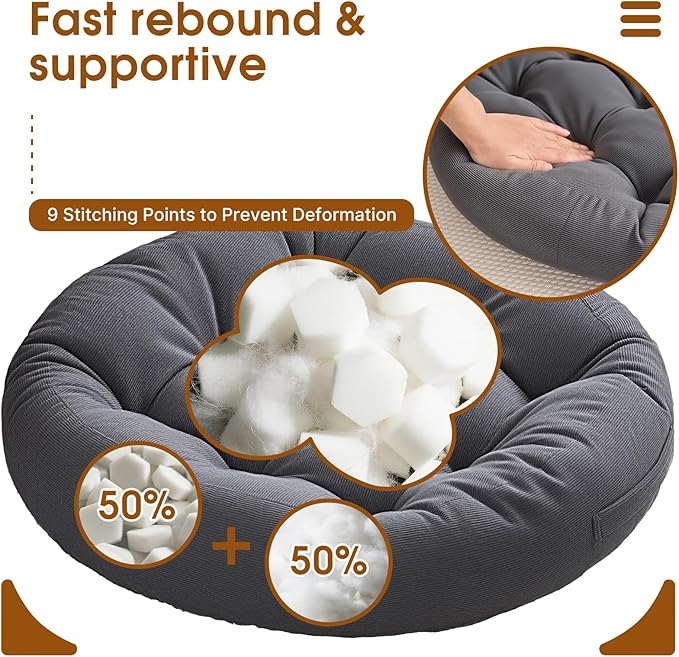 4Pcs Floor Pillows for Adults, 22x22x6 Inch Meditation Cushions, Large Round Sitting Cushion Living Room Memory Foam Pillow for Sitting (4, Grey, 22x22x6 Inch)