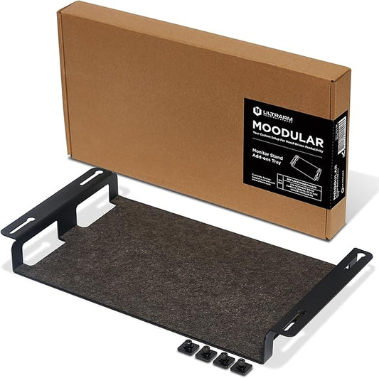 ULTRARM Moodular Add-ons Storage Tray [Accessory Only - Requires Moodular Wooden Monitor Stand Slide Rails for Use] Black MSA-TR