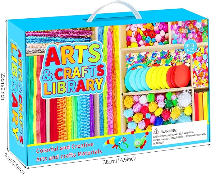 Itopstar Arts and Crafts for Kids -5000pcs+ Art Supplies Kids Art Supplies Great for School, Homeschool and Kindergarten DIY Crafting Projects-Giant Craft Box for Kids Art Supplies