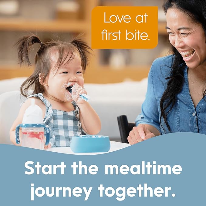 NumNum Baby Spoons Set, Pre-Spoon GOOtensils for Kids Aged 6+ Months - First Stage, Baby Led Weaning (BLW) Spoon - Self Feeding, Silicone Toddler Food Utensils - 2 Spoons, Red/Yellow