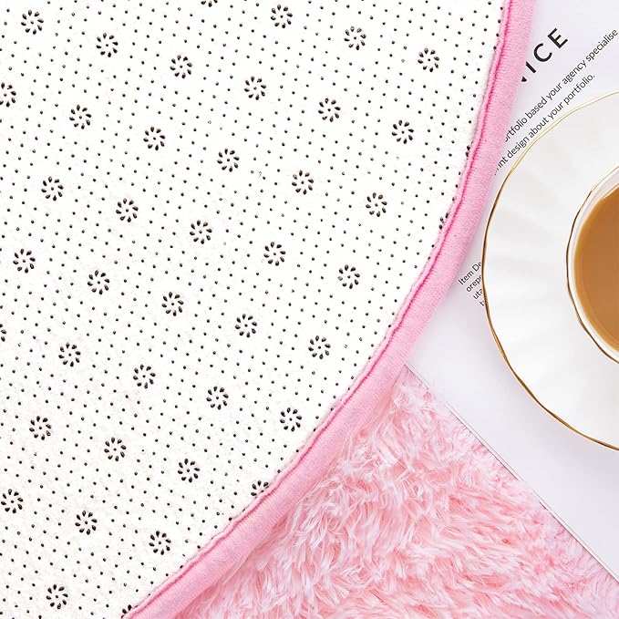 Noahas Fluffy Pink Rugs for Bedroom Girls,2.6' x 5.3' Oval Shaggy Fuzzy Living Room Carpet,Soft Area Rugs for Kids Room,Thick Plush Bedside Nursery Rug,Cute Room Decor for Teen Girls