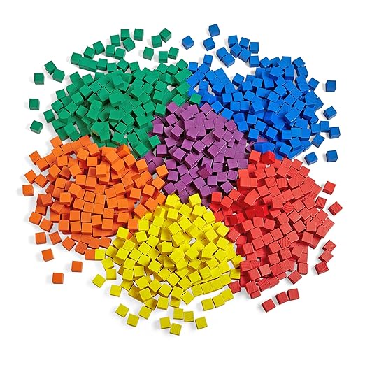 hand2mind Wood Blocks, Teacher Counting Blocks for Math, Classroom Manipulatives for Elementary, Math Cube Manipulatives, Counting Cubes for Kids Math, Color Counters for Classroom (Pack of 1000)