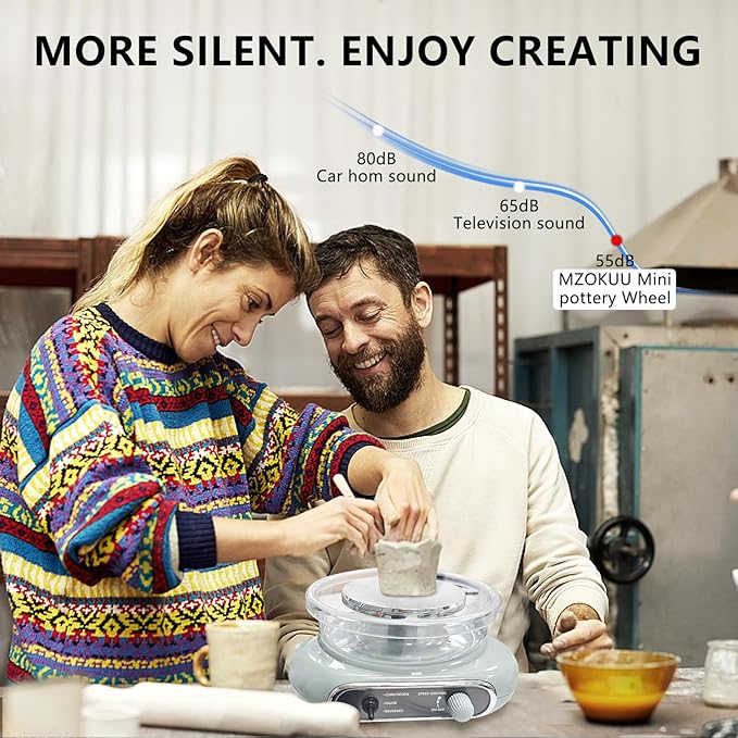 BIYQFCR Mini Pottery Wheel - 4.7Inch Rotating Electric Pottery Wheel, Pottery Wheel for Adults,Comes with 8Plastic Tools and 6Clay Sets,Suitable for Kids,Teenagers and Adults Beginners Craft Clay Kit