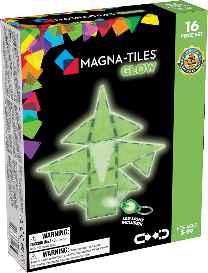 MAGNA-TILES Glow 16-Piece Magnetic Construction Set, The ORIGINAL Magnetic Building Brand