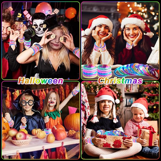 28 Pack Glow Bracelets, Glow in the Dark Party Supplies, 6 Color LED Light Up Bracelets for Adults & Kids Birthday Party Favors, Concert, New Year, Carnival, Raves