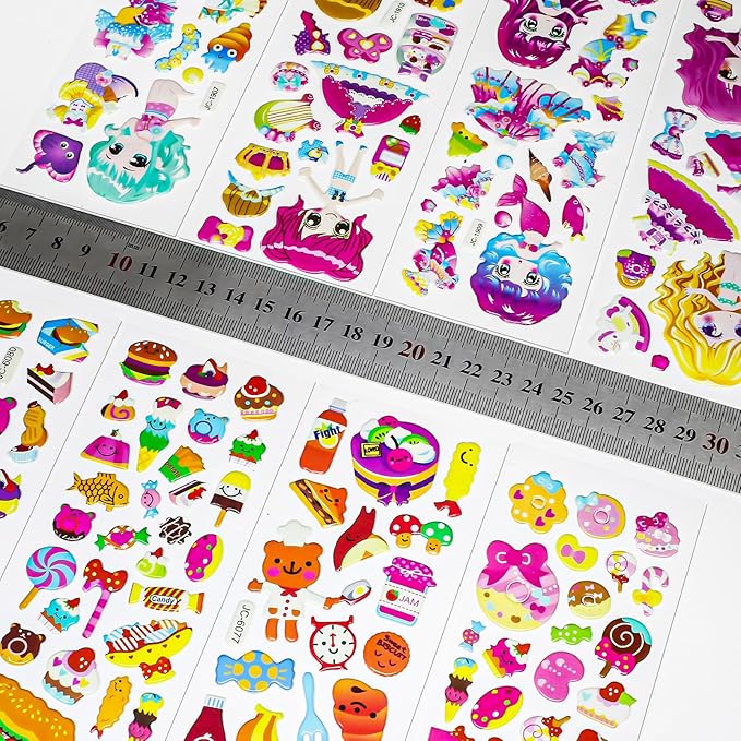 3D Stickers for Kids Toddlers 530+ Vivid Puffy Kids Stickers 24 Different Sheets, Colored 3D Stickers for Boys Girls Teachers, Reward, Craft Scrapbooking (Style-2)