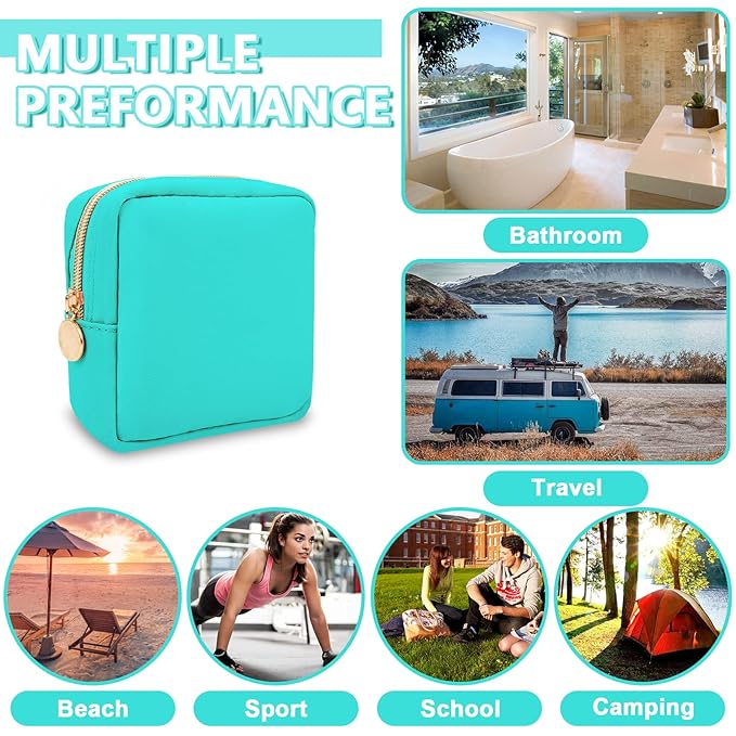 UIXIZQ Mini Makeup Pouch for Purse, Small Cosmetic Bag Pouch Nylon Travel Toiletry Organizers Bag for Women Girls, Cute Zipper Coin Purse Preppy Storage Purse for School Work(Mini-Cotton Candy)