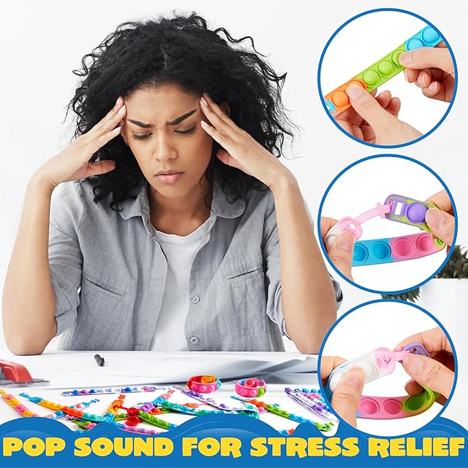 JOYIN Pop Fidget Toys pops Bulk 25 Pack Party Favors for Kids 4-8,8-12 Year, Fidget Bracelets Sensory Toys for Classroom Birthday Carnival Prizes Gifts Goodie Bags Stuffers for Kids