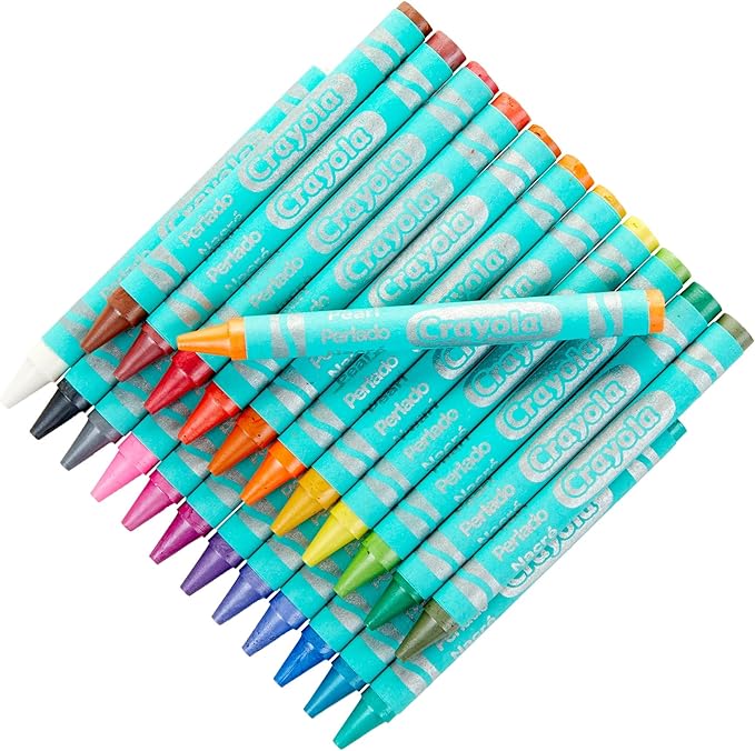 Crayola Pearl Crayons, Pearlescent Colors, 24 Count, Coloring Supplies, Gift for Kids, Ages 3, 4, 5, 6