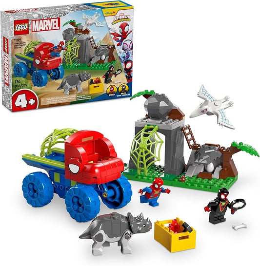 LEGO Marvel Spidey and His Amazing Friends Team Spidey Dino Crawler Rescue - Car and Adventure Preschool Building Toy for Kids, Boys and Girls, Ages 4+ - Gift Idea for Birthdays - 11199