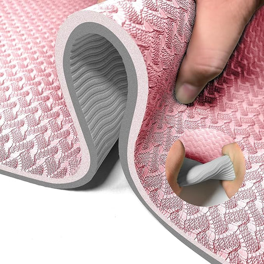 Yoga Mat 1/3" (8mm) Thick Non-Slip, Women Men Fitness & Exercise Mat, 72"Lx24"W Eco-Friendly TPE Workout Mat with Carrying Strap for Yoga, Pilates, Home Gym, Floor Exercises