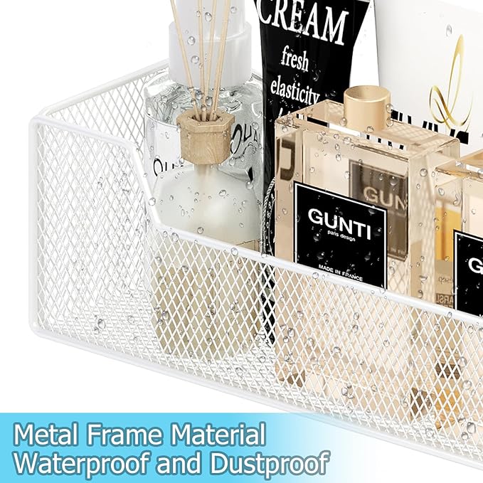 Hongtamoya Over The Door Organizer, Metal Hanging Door Organizer with 6 Adjustable Baskets and 5 Hooks, Behind The Door Storage for Closet Pantry Cabinet Kitchen Bathroom Bedroom, White