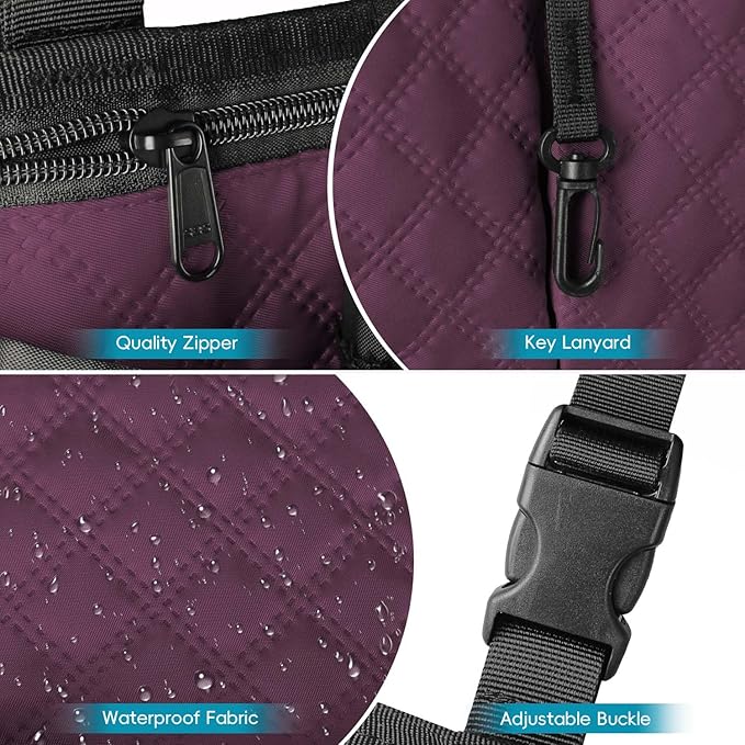 Wheelchair Bag with Cup Holder, Wheelchair Accessories Armrest Side Bag Multi Pockets Pouch for Electric Wheelchairs, Walker, Rollators & Mobility Scooters, Adults, Seniors, Purple